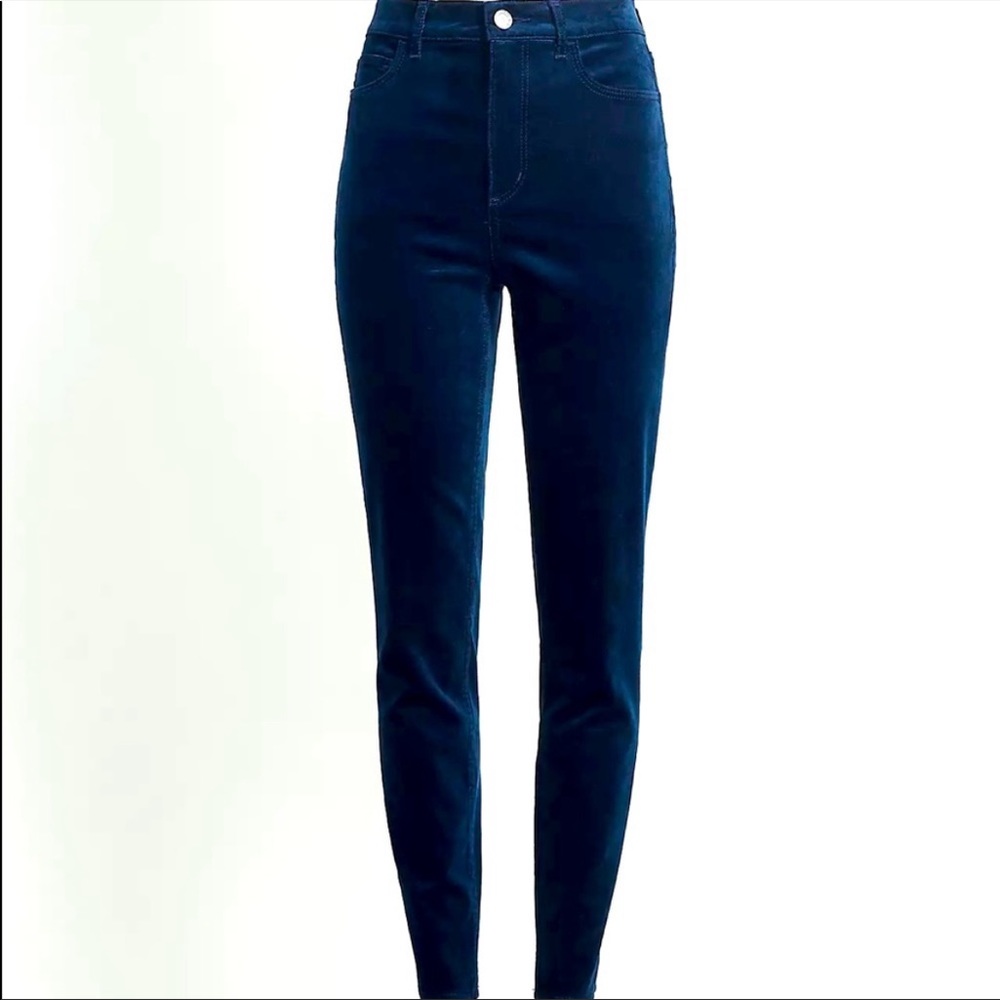 Loft Blue Velvet high waist skinny pant.